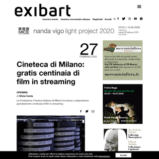 A complete backup of www.exibart.com/opening/cineteca-di-milano-centinaia-di-film-in-streaming-gratuitamente/