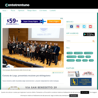 A complete backup of www.centotrentuno.com/news/corona-de-logu-presentata-mozione-pro-bilinguismo/