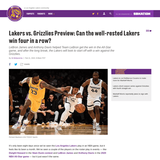 A complete backup of www.silverscreenandroll.com/2020/2/21/21146714/lakers-vs-grizzlies-preview-game-thread-starting-time-tv-sch