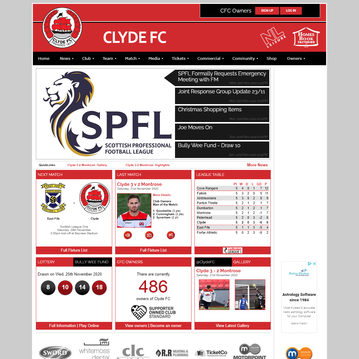 A complete backup of clydefc.co.uk