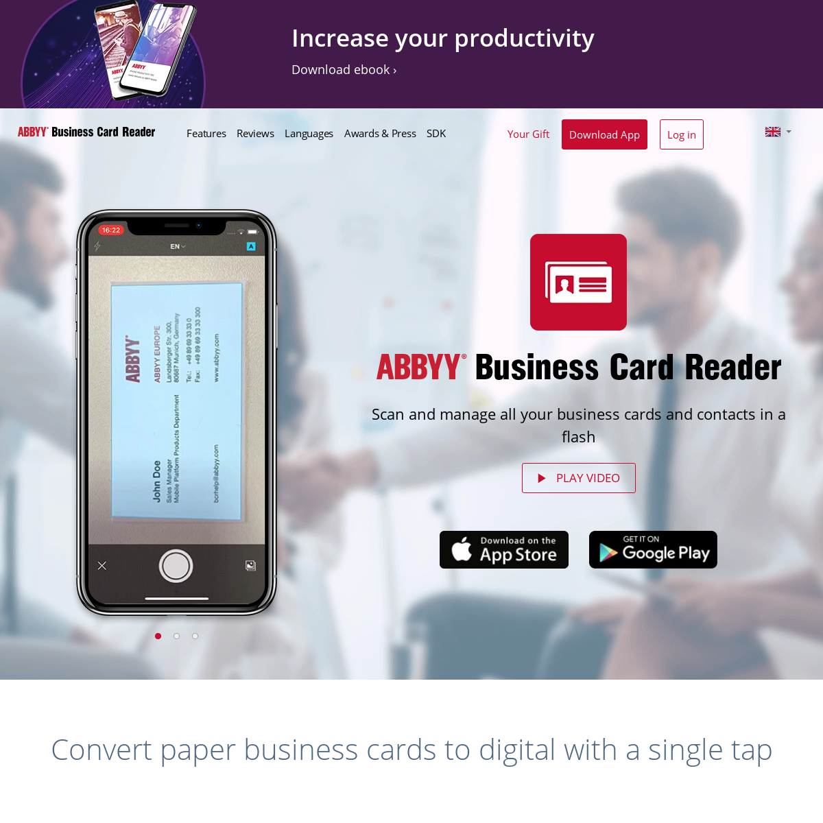connecting abbyy business card reader to a network scanner