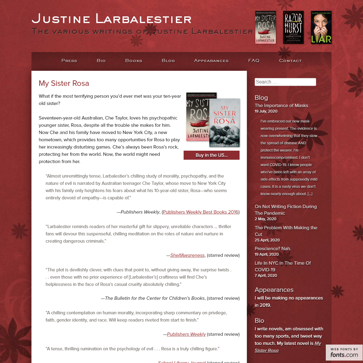 A complete backup of justinelarbalestier.com