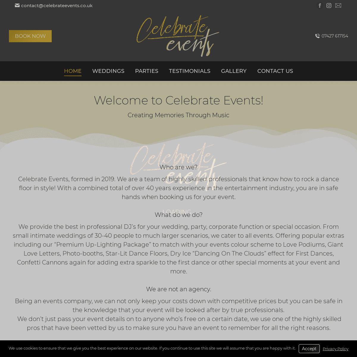 A complete backup of https://celebrateevents.co.uk
