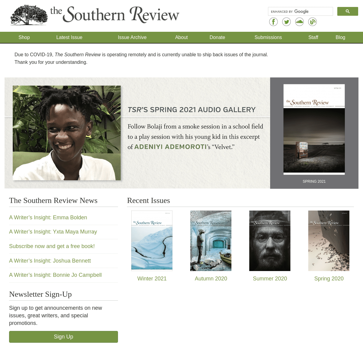 A complete backup of https://thesouthernreview.org