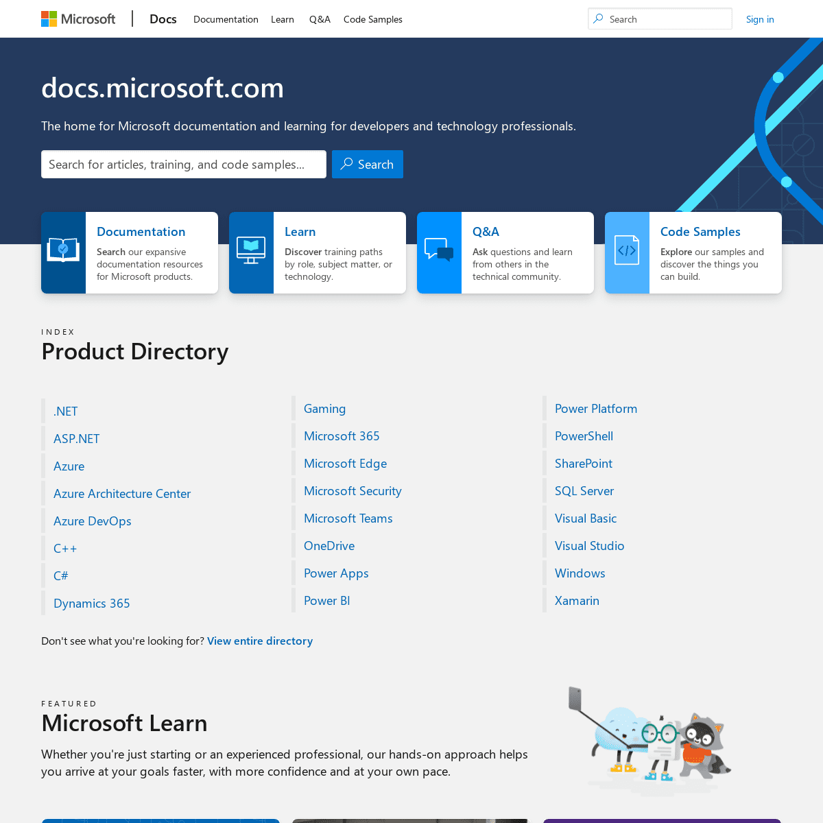 A complete backup of https://docs.microsoft.com