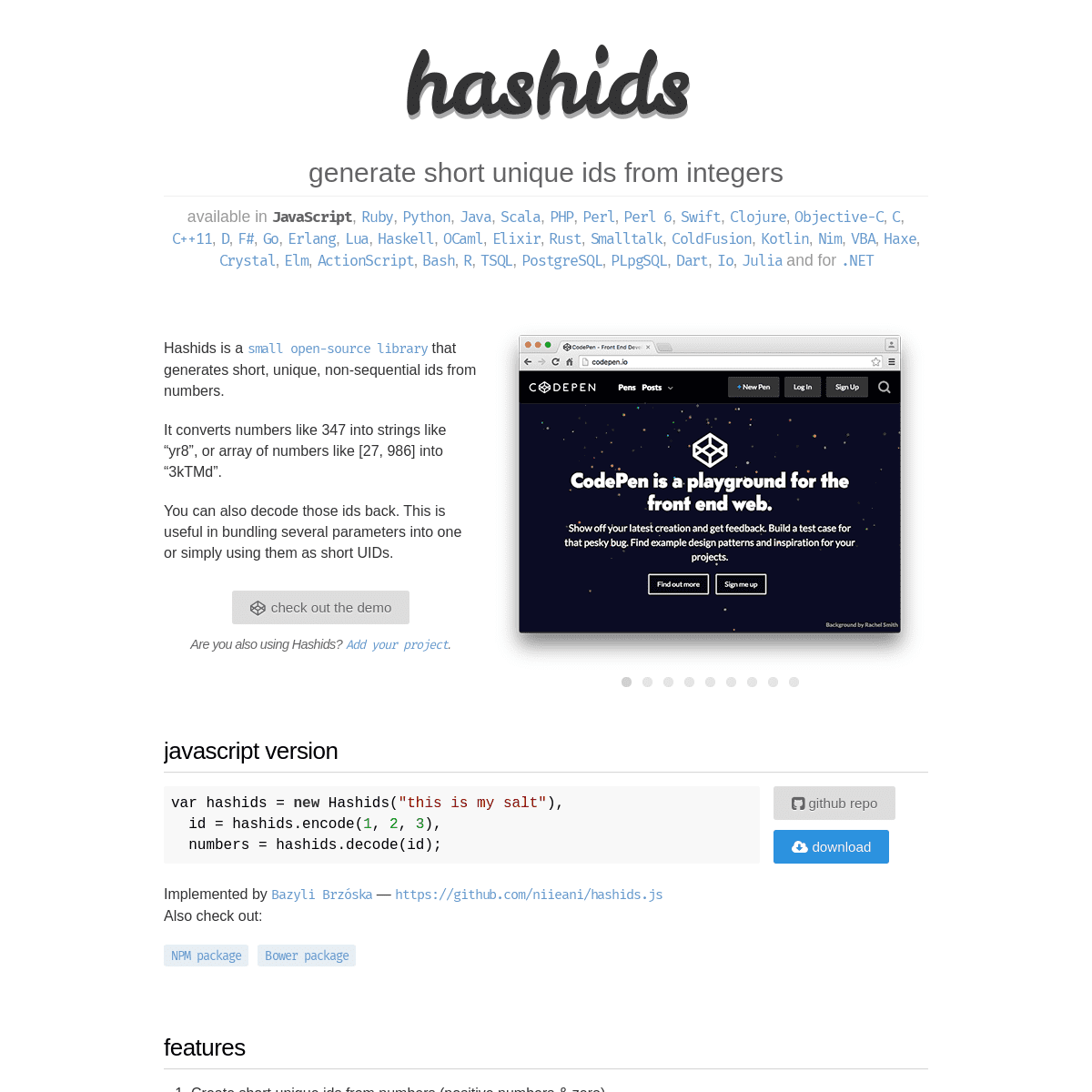 A complete backup of https://hashids.org