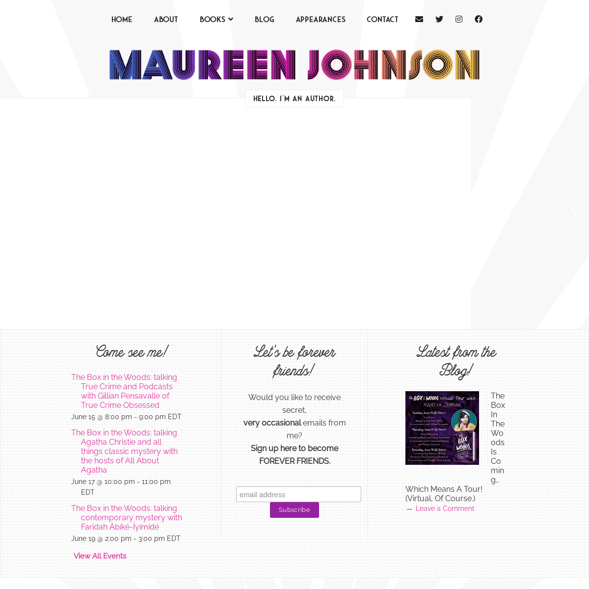 A complete backup of https://maureenjohnsonbooks.com