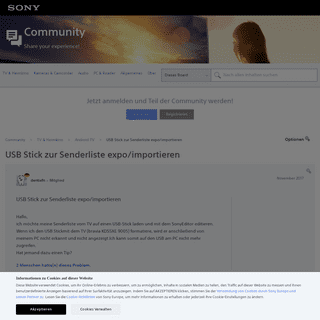 A complete backup of https://community.sony.at/t5/android-tv/usb-stick-zur-senderliste-expo-importieren/td-p/2391134