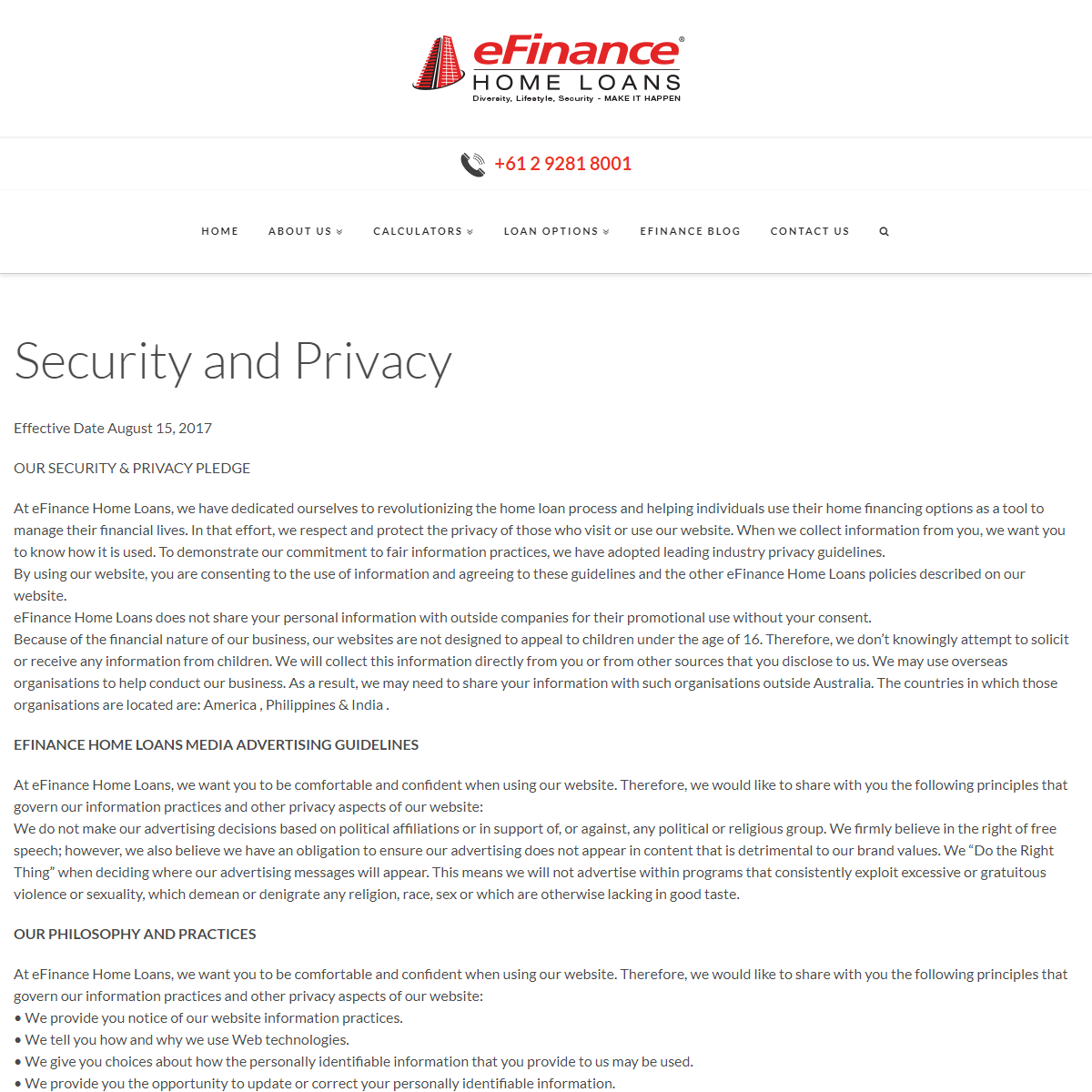A complete backup of https://www.efinancehomeloans.com.au/security-and-privacy/
