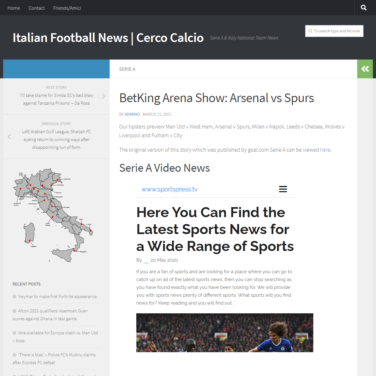 A complete backup of https://www.cercocalcio.com/2021/03/11/betking-arena-show-arsenal-vs-spurs/
