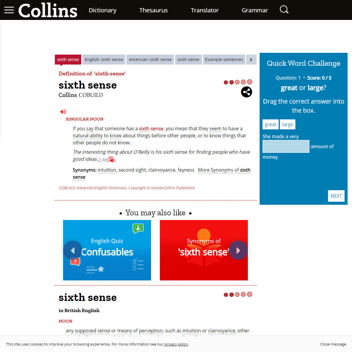 A complete backup of https://www.collinsdictionary.com/dictionary/english/sixth-sense