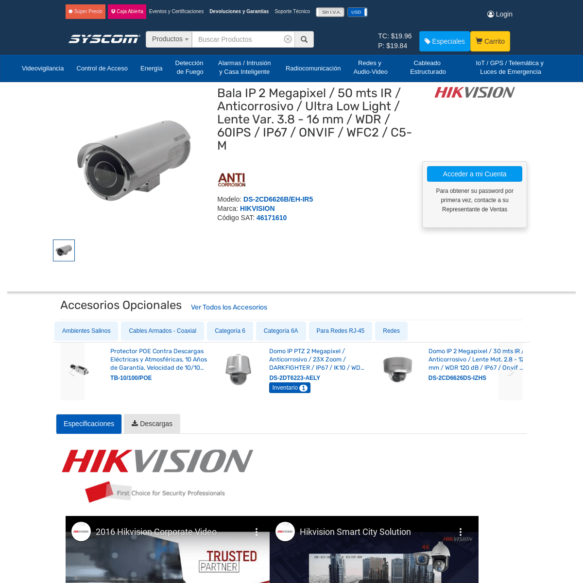 A complete backup of https://www.syscom.mx/producto/DS-2CD6626B/EH-IR5-HIKVISION-88231.html